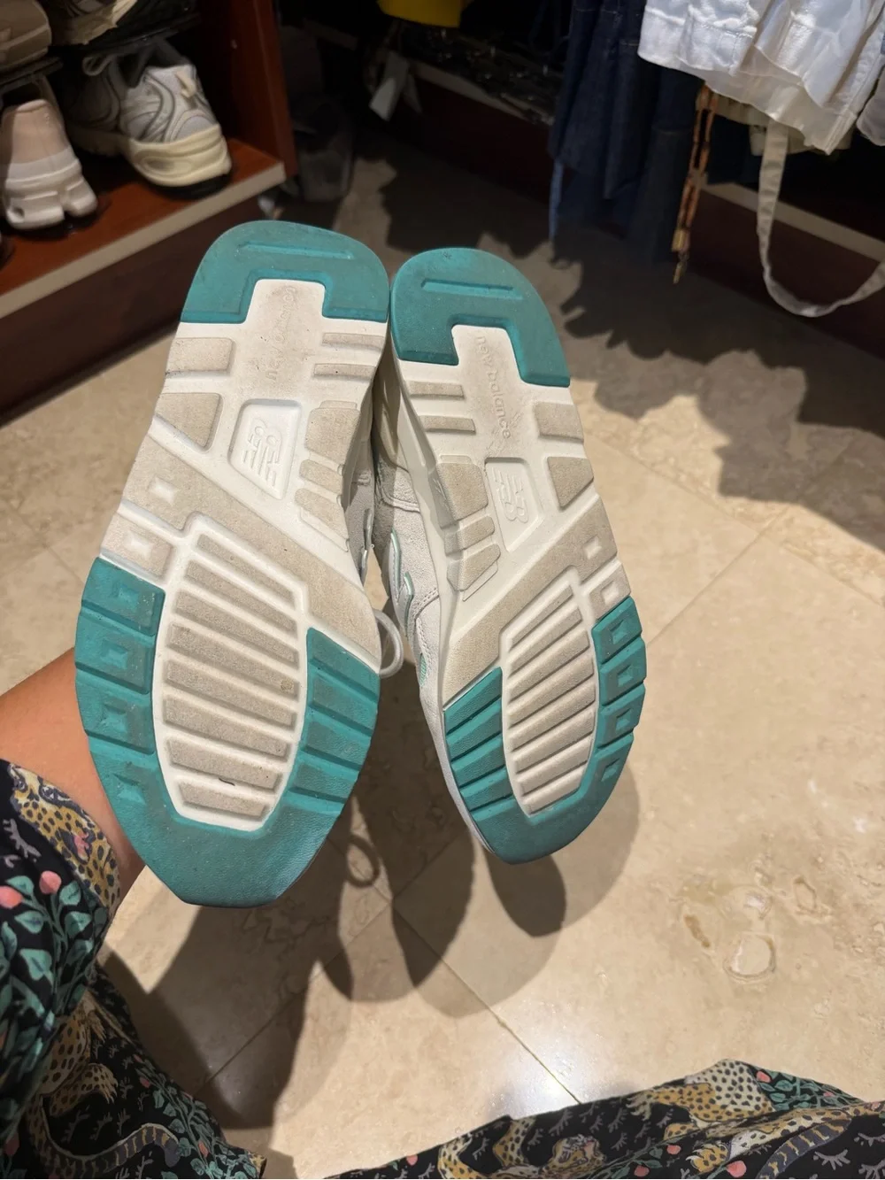New Balance Women's Mint Green and White Sneakers